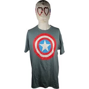 Marvel XL Geek Comic Captain America Shield Graphic Tee Gray Modern Superhero